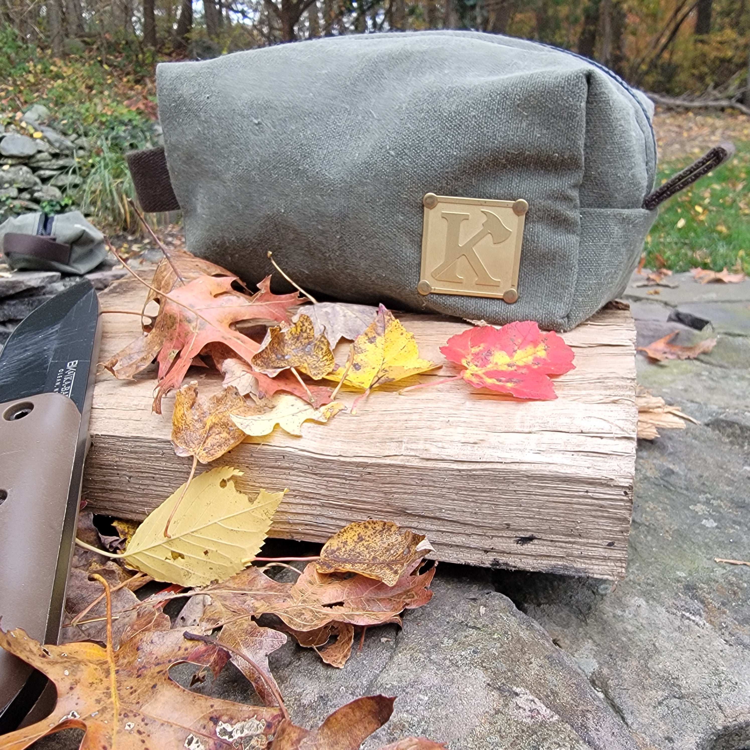 KenyonKraft Waxed Canvas EDC Toiletry Bag – Handcrafted Water-Resistant Dopp Kit