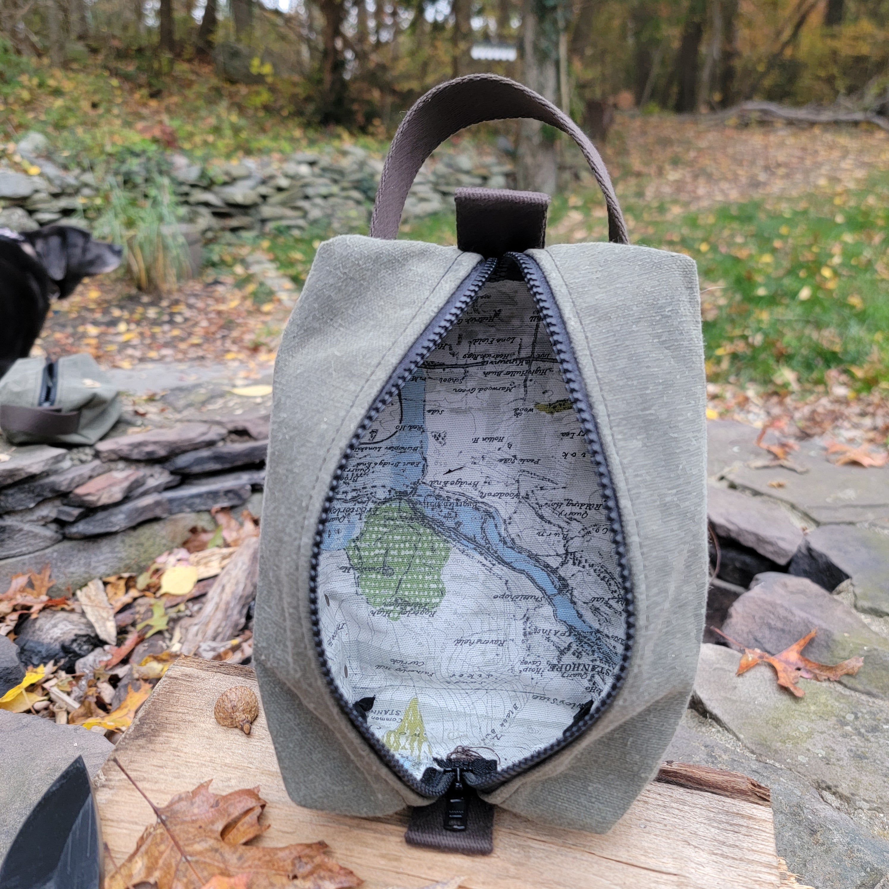 KenyonKraft Waxed Canvas EDC Toiletry Bag – Handcrafted Water-Resistant Dopp Kit