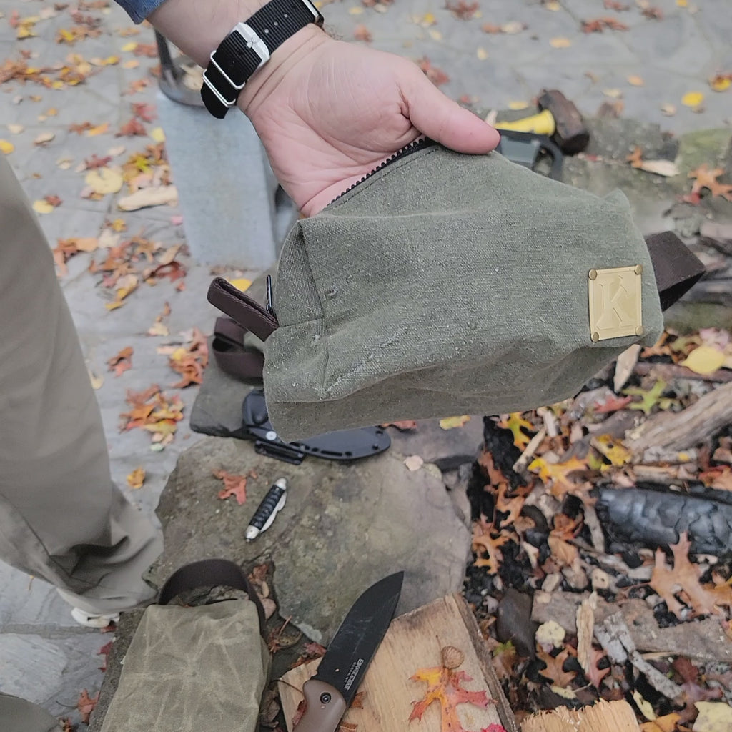 Waxed Canvas EDC Toiletry Bag – Handcrafted Water-Resistant Dopp Kit KenyonKraft
